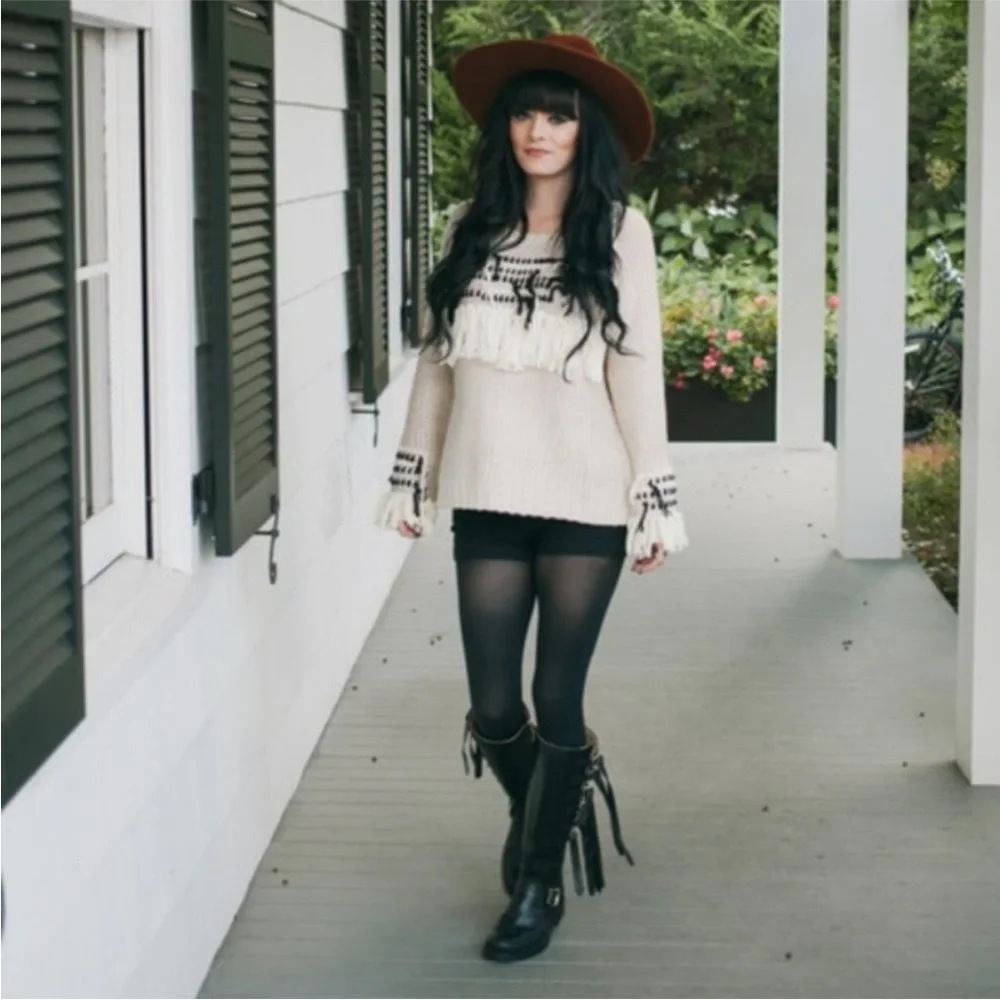 $599 Frye Veronica Strap Tall Brown Leather Fringe Moto Belted Knee High Boots